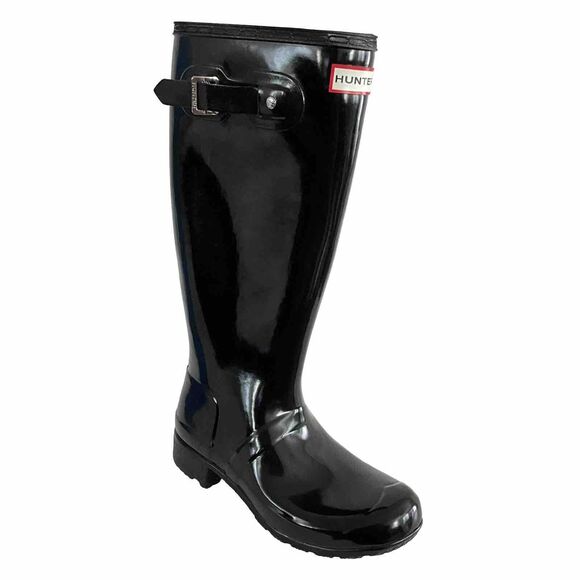 Hunter Rain Boots Women 7M Black Tall Gloss Outdoor Chore Barn Equestrian Shoes